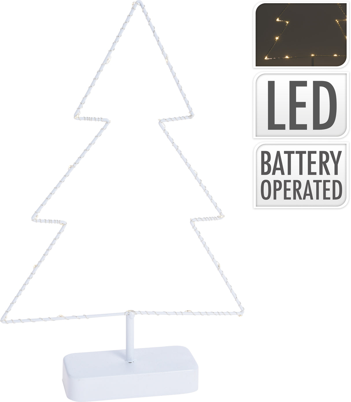 Pöytäjoulukuusi LED-valonauhalla valkoinen 24 x 38 cm