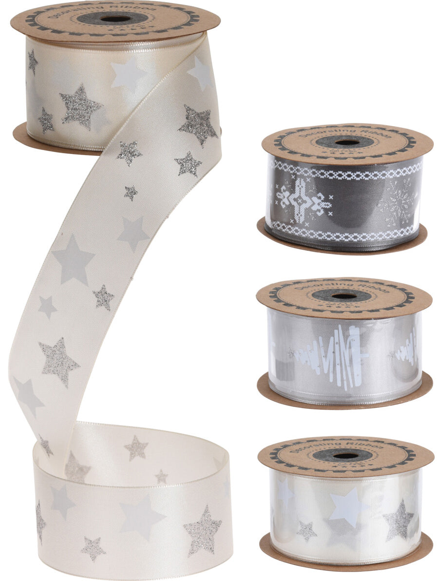 Koristenauha jouluaiheet 4 cm X 250 cm 1 rll/pkt (3 eri vaihtoehtoa)