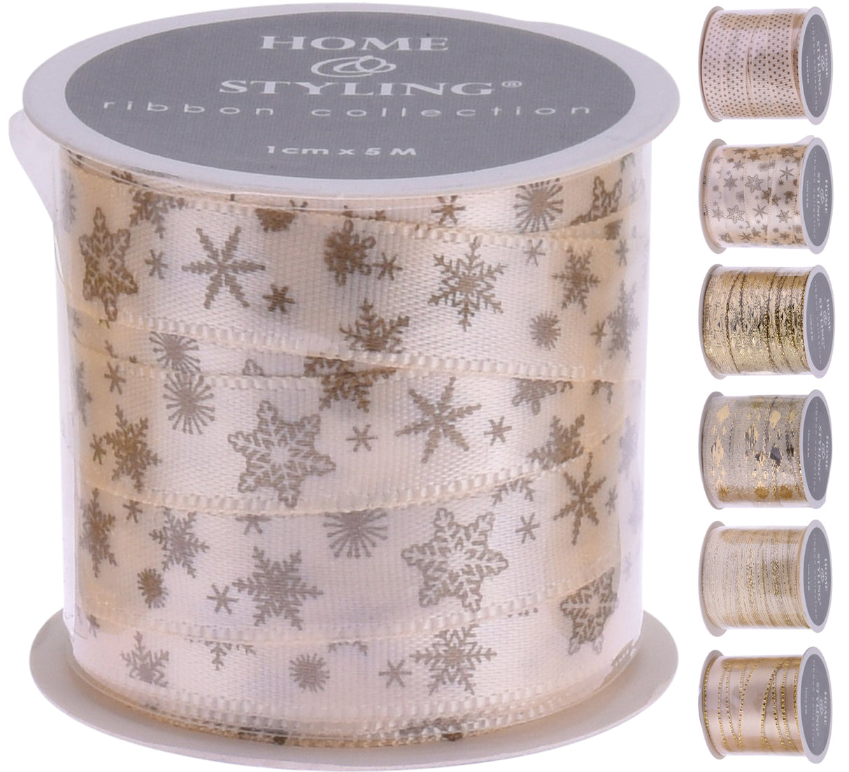 Lahjanauha jouluaiheet 1 rll/pkt (1 cm x 5 m), lajitelmatuote 6 erilaista