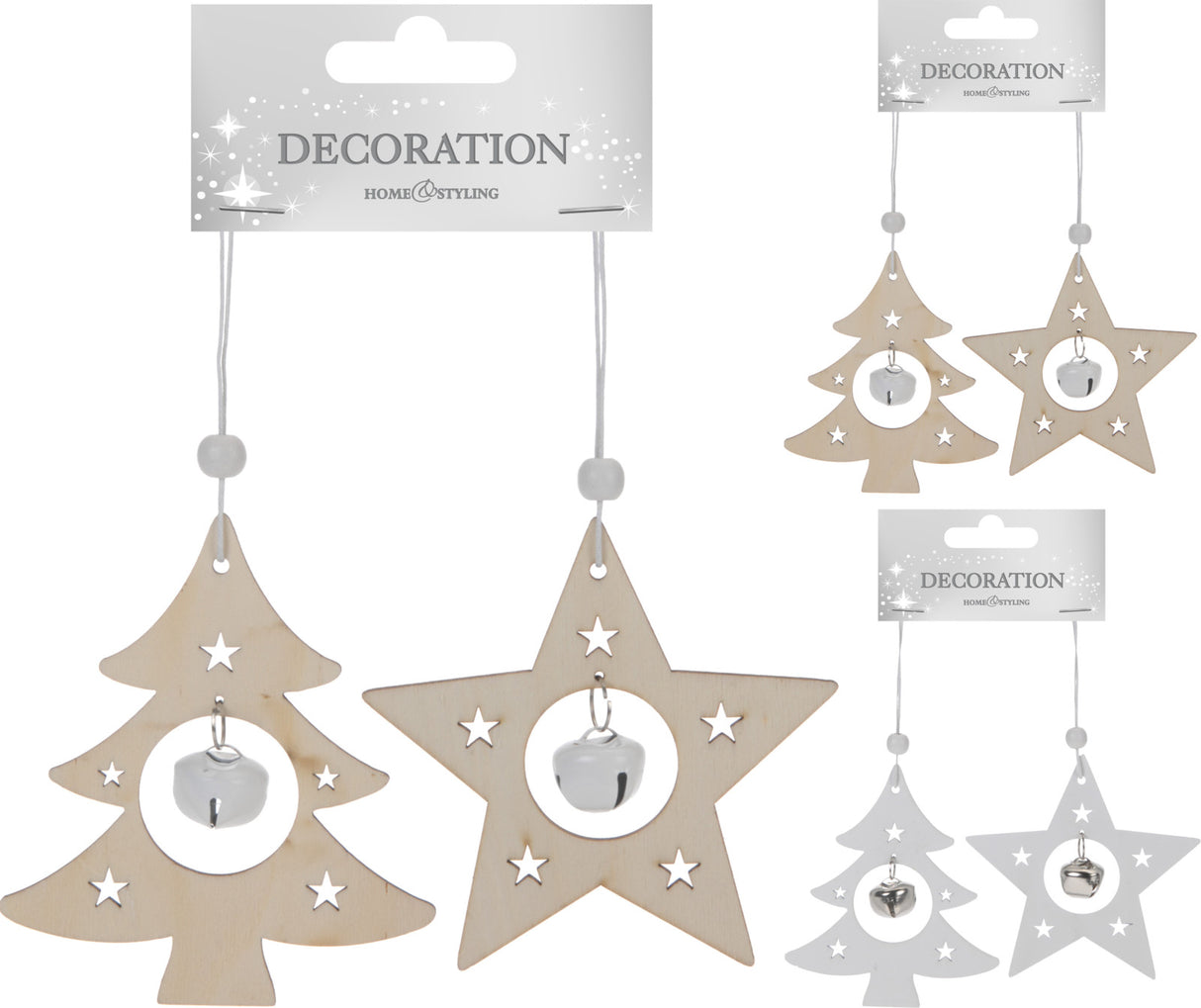 Tähti ja kuusi kulkusella 2 kpl/pkt (2 eri värivaihtoehtoa)