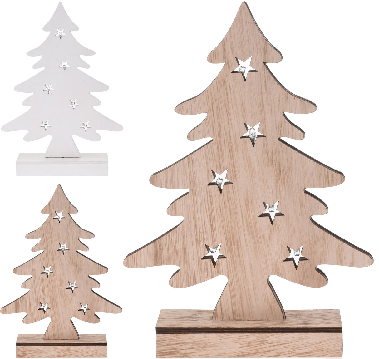 Pöytäkoriste joulukuusi puinen led-valot 28cm