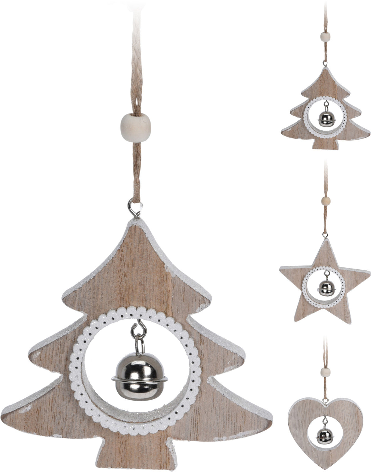 Joulukoriste kulkusella 1 kpl kuusi, tähti tai sydän