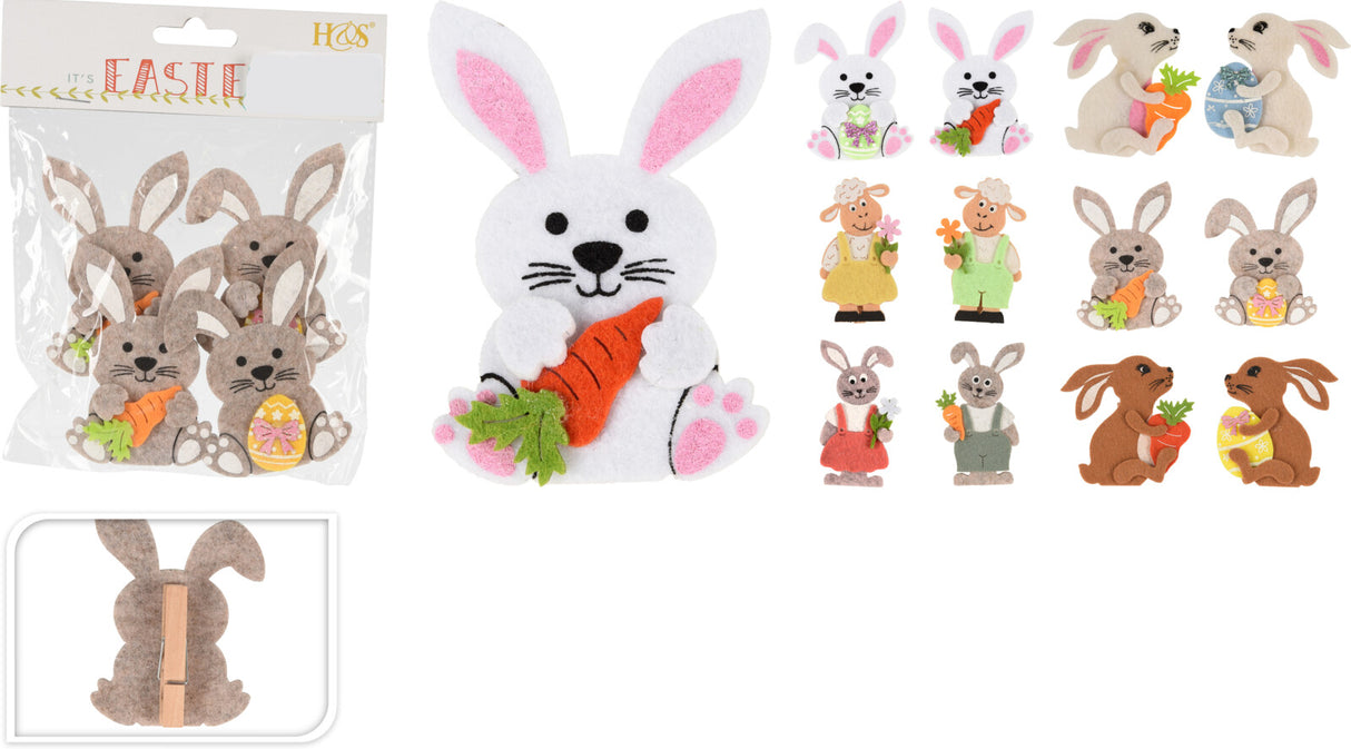 Pääsiäiskoriste klipsulla 4 kpl/pkt, lajitelmatuote