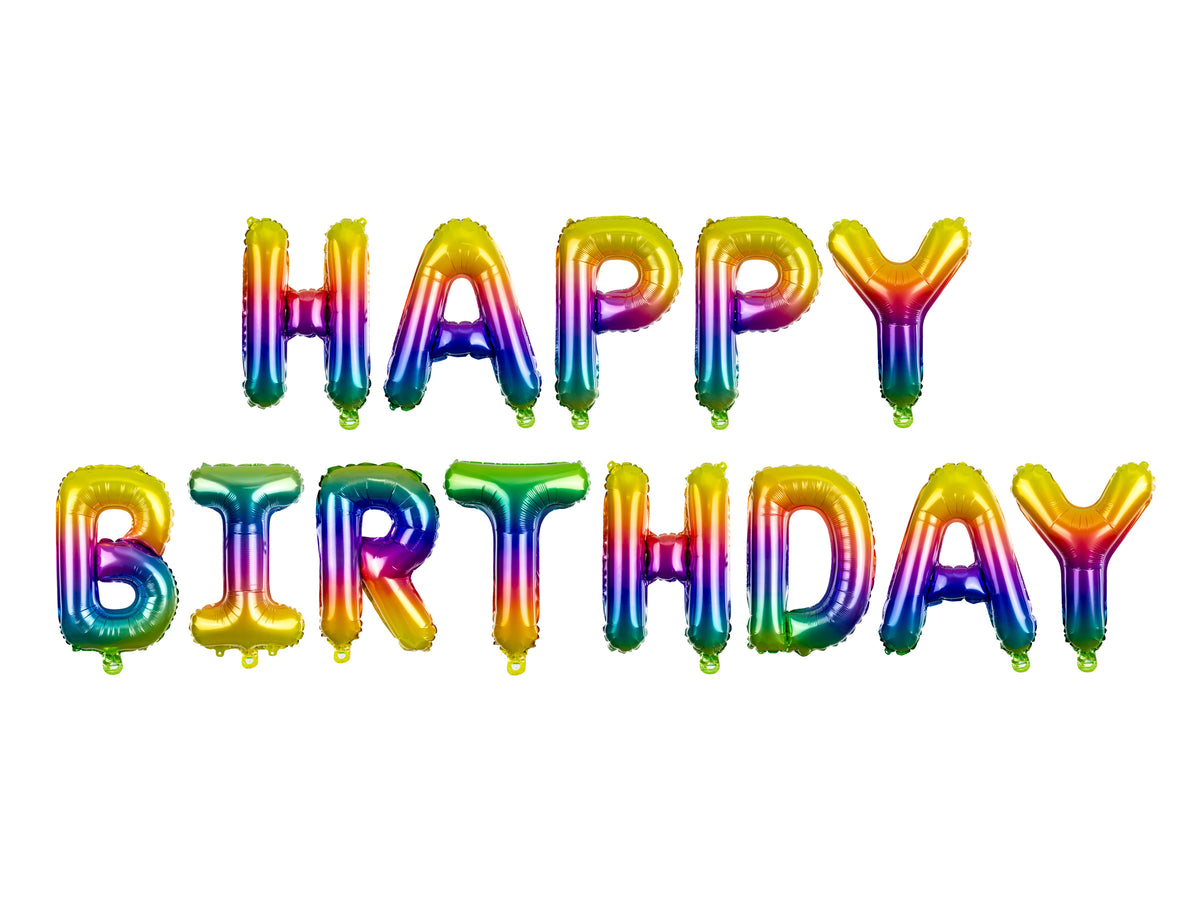 Happy Birthday kirjainfoliopallo sateenkaari