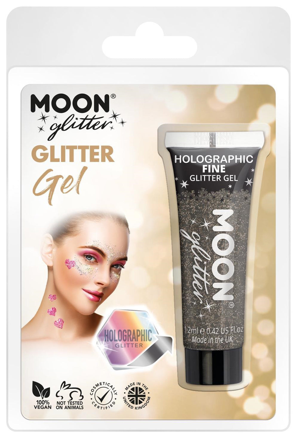 Moon holografinen glittergeeli hienojakoinen musta 12 ml