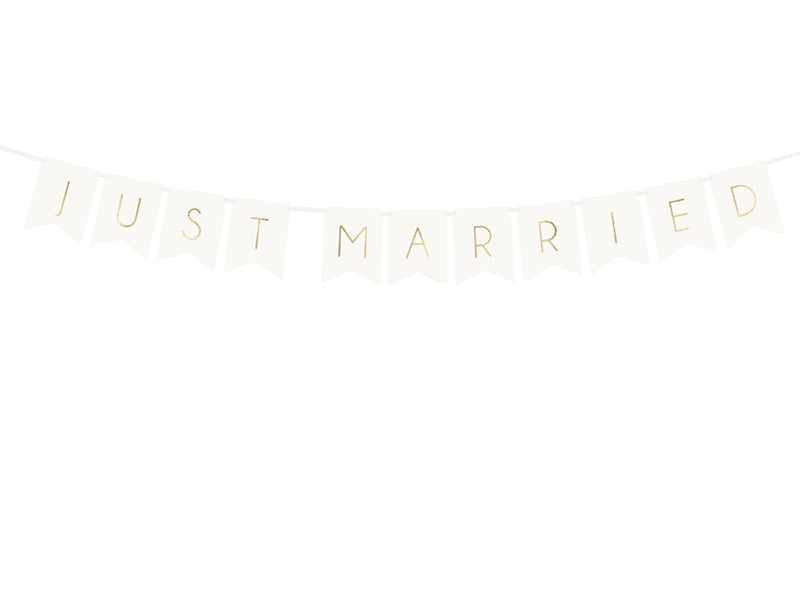 Viirinauha Just married valkoinen 15 x 155 cm