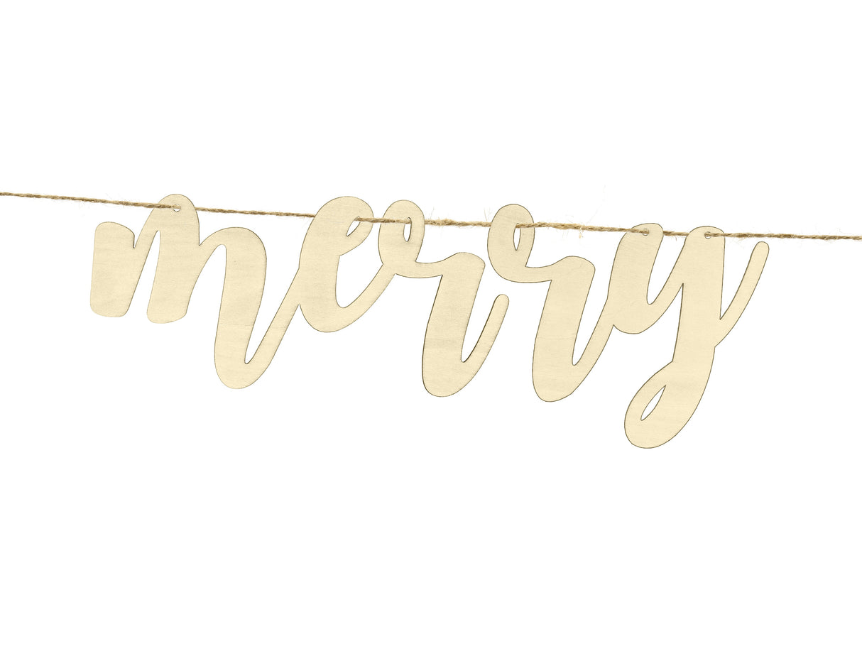 Merry Christmas puinen kirjainnauha 87x17cm