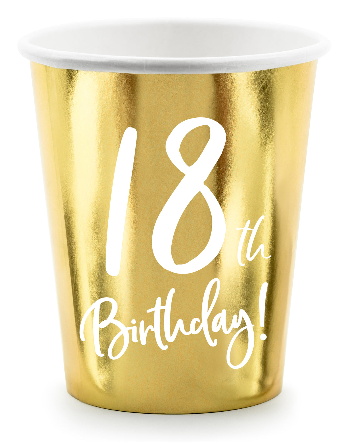 Happy Birthday 18 pahvimuki korkeakiiltokulta 6 kpl/pkt