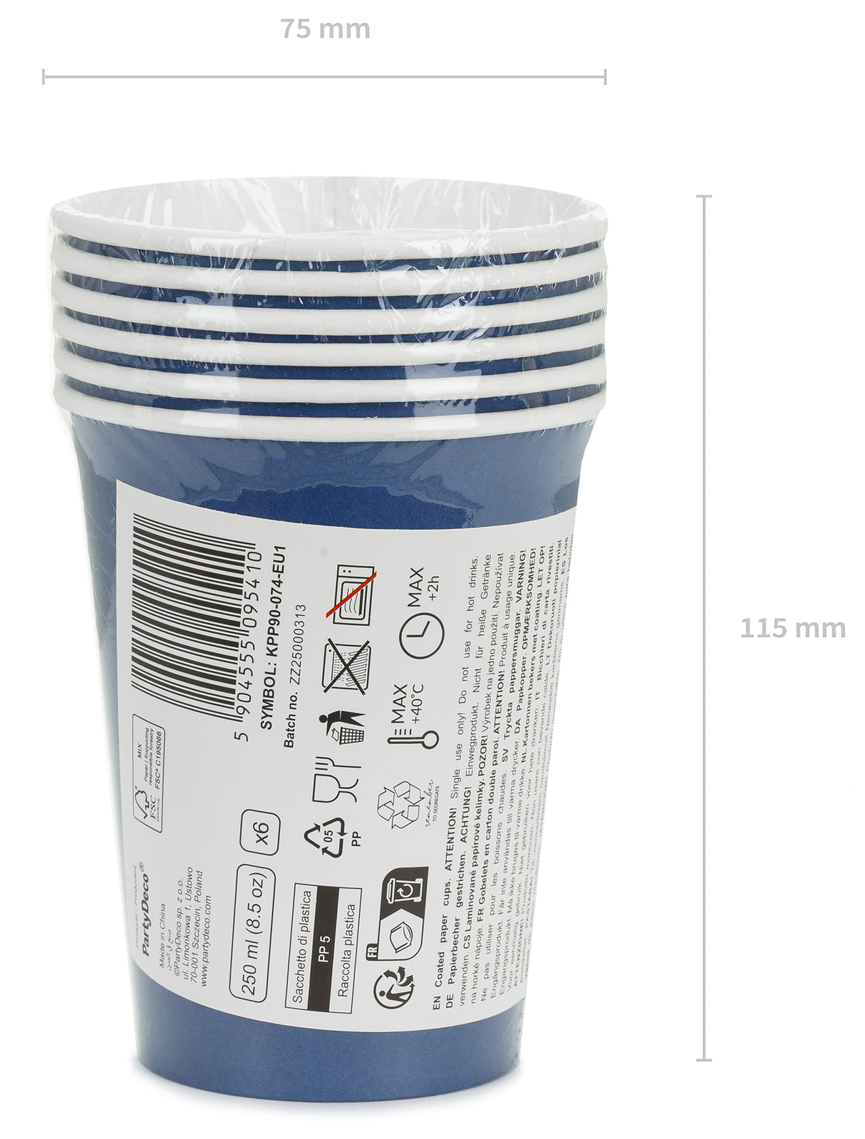Pahvimuki sininen, 250 ml 6 kpl/pkt