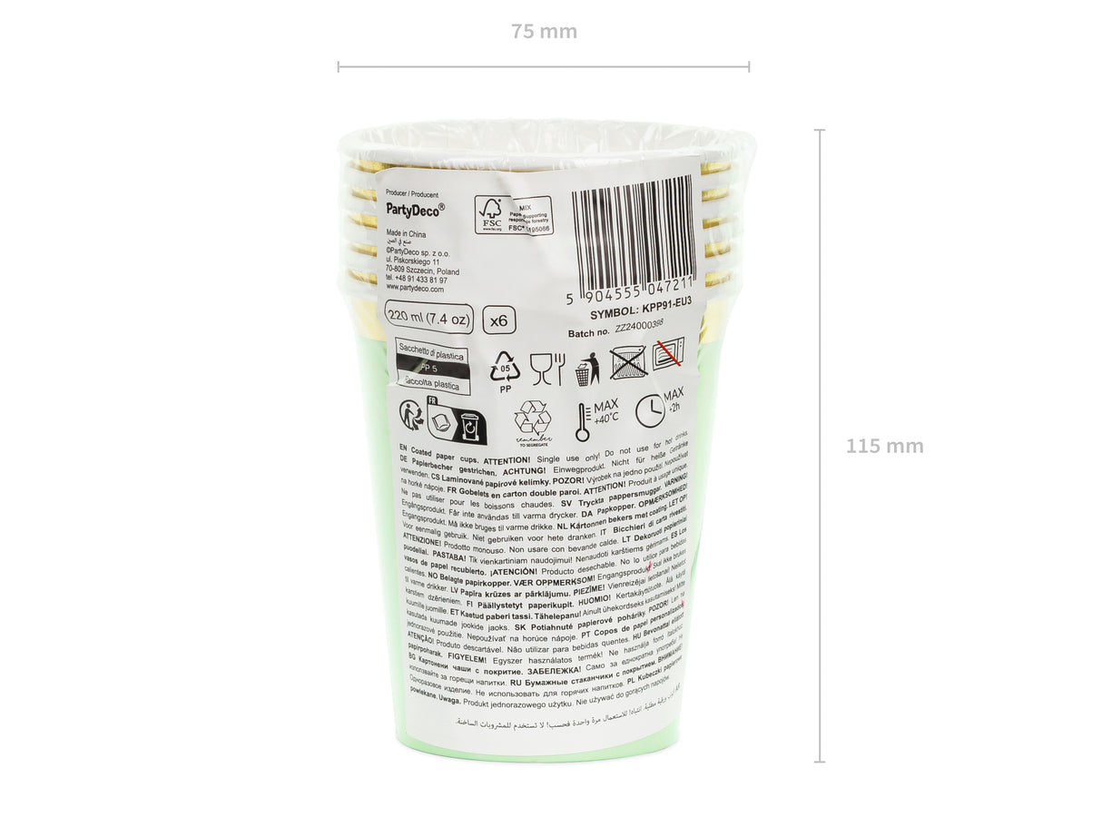 Pastelli pahvimuki värilajitelma, 6 kpl/pkt