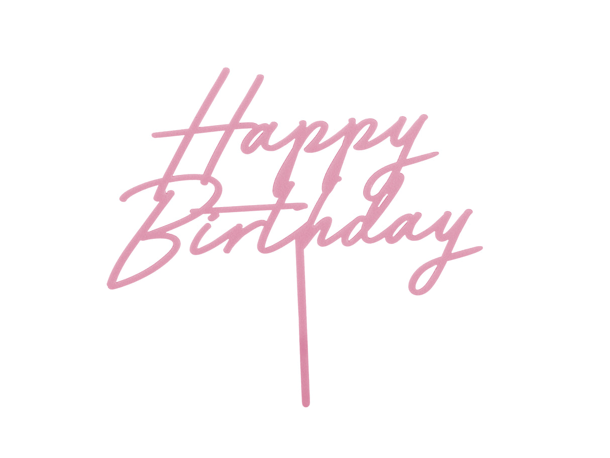 Kakunkoriste Happy Birthday akryylia vaaleanpunainen, 16,5 x 18 cm