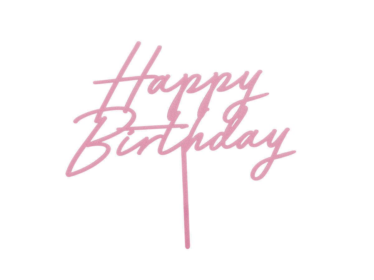 Kakunkoriste Happy Birthday akryylia vaaleanpunainen, 16,5 x 18 cm