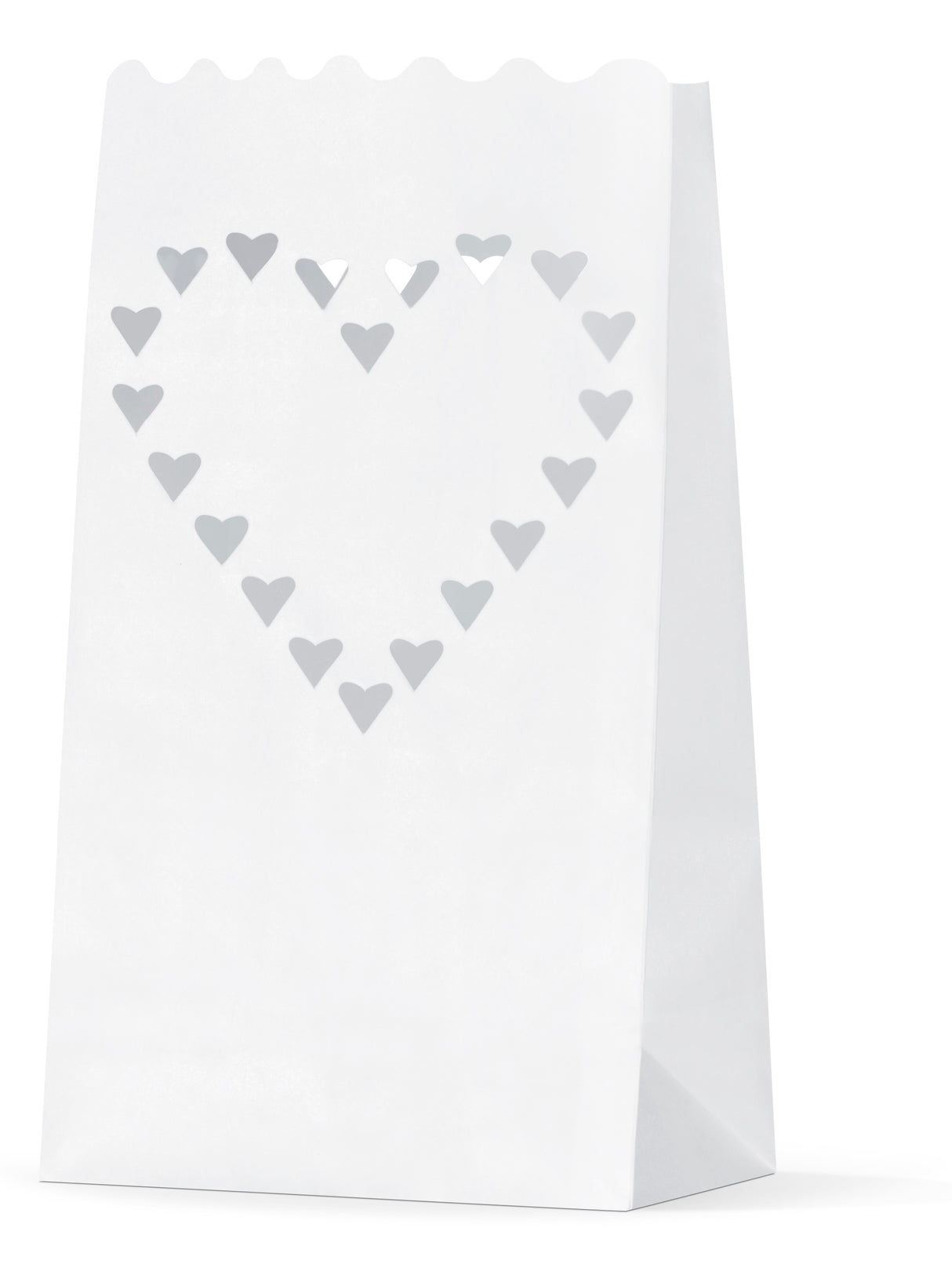 Paperilyhty sydämet valkoinen 15 x 9 x 26 cm 10 kpl/pkt