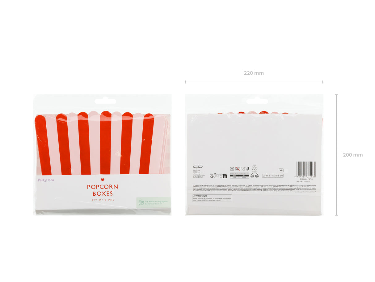 Raidallinen naksulaatikko, puna-vaaleapunaiset raidat 6 kpl/pkt