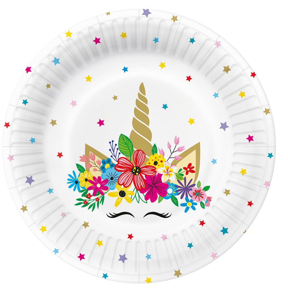 Yksisarvinen pieni pahvilautanen 18 cm 8 kpl/pkt