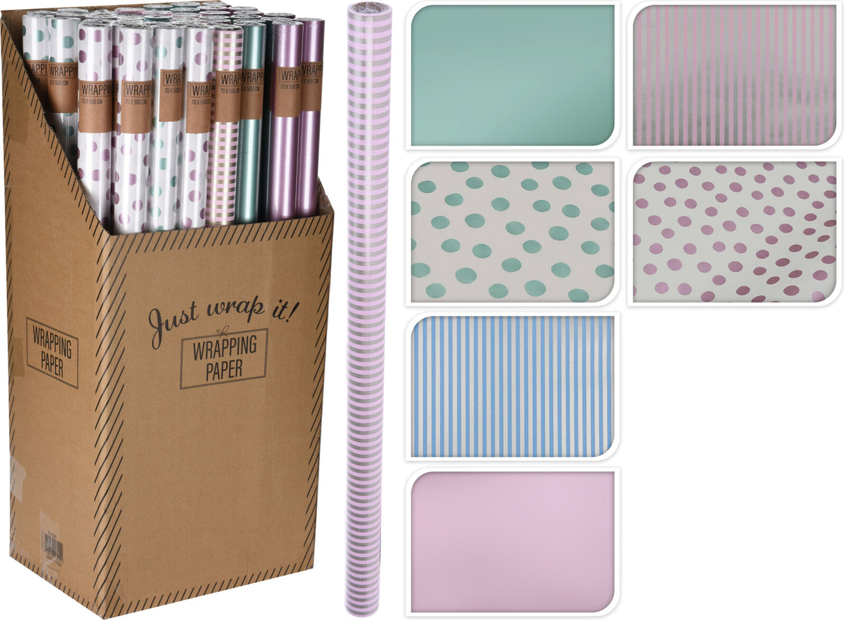 Lahjapaperi 70X500 cm 1 rll (6 erilaista vaihtoehtoa)