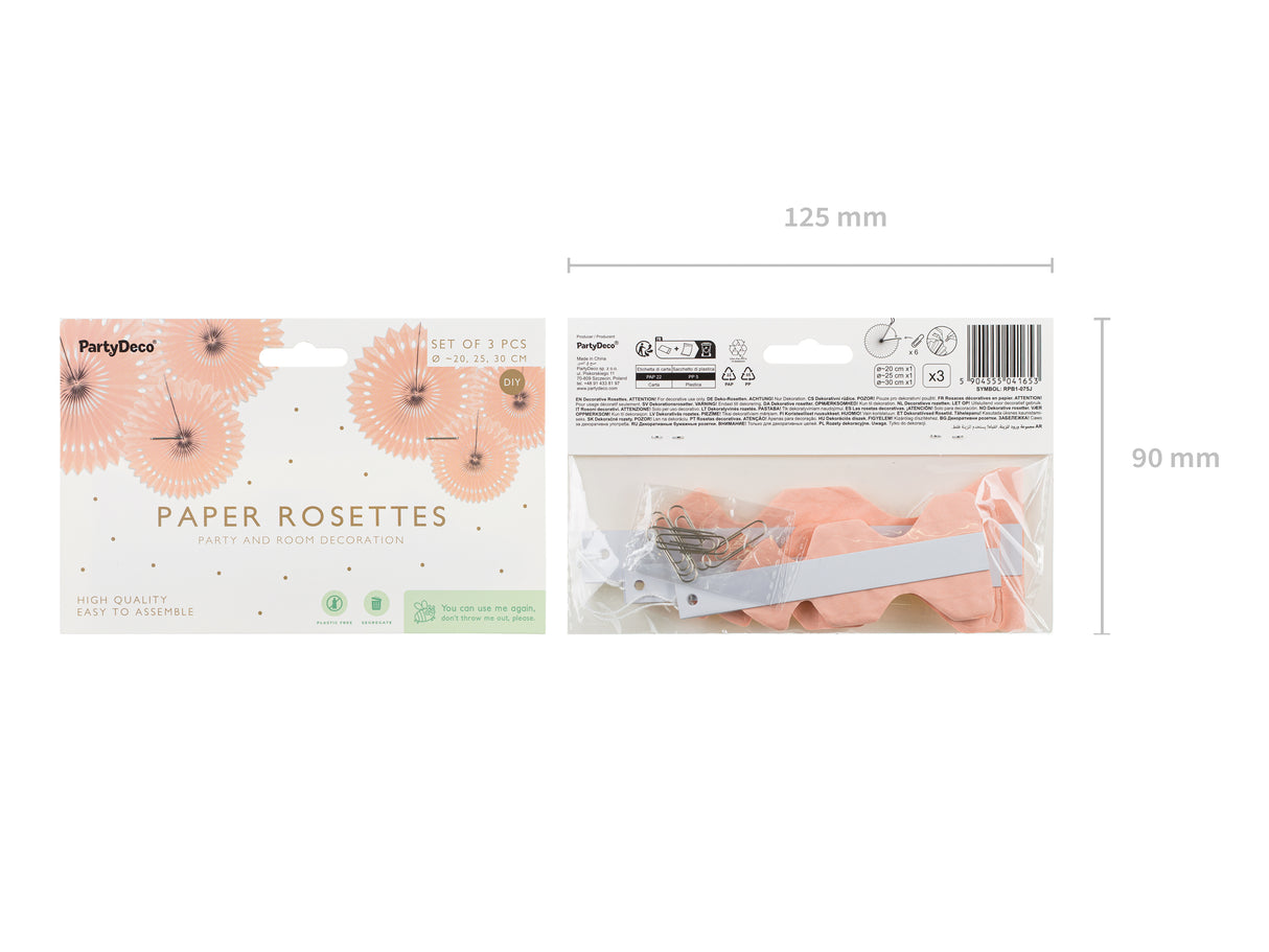 Paperiviuhkakoriste, vaalea persikka 20-30 cm, 3 kpl/pkt