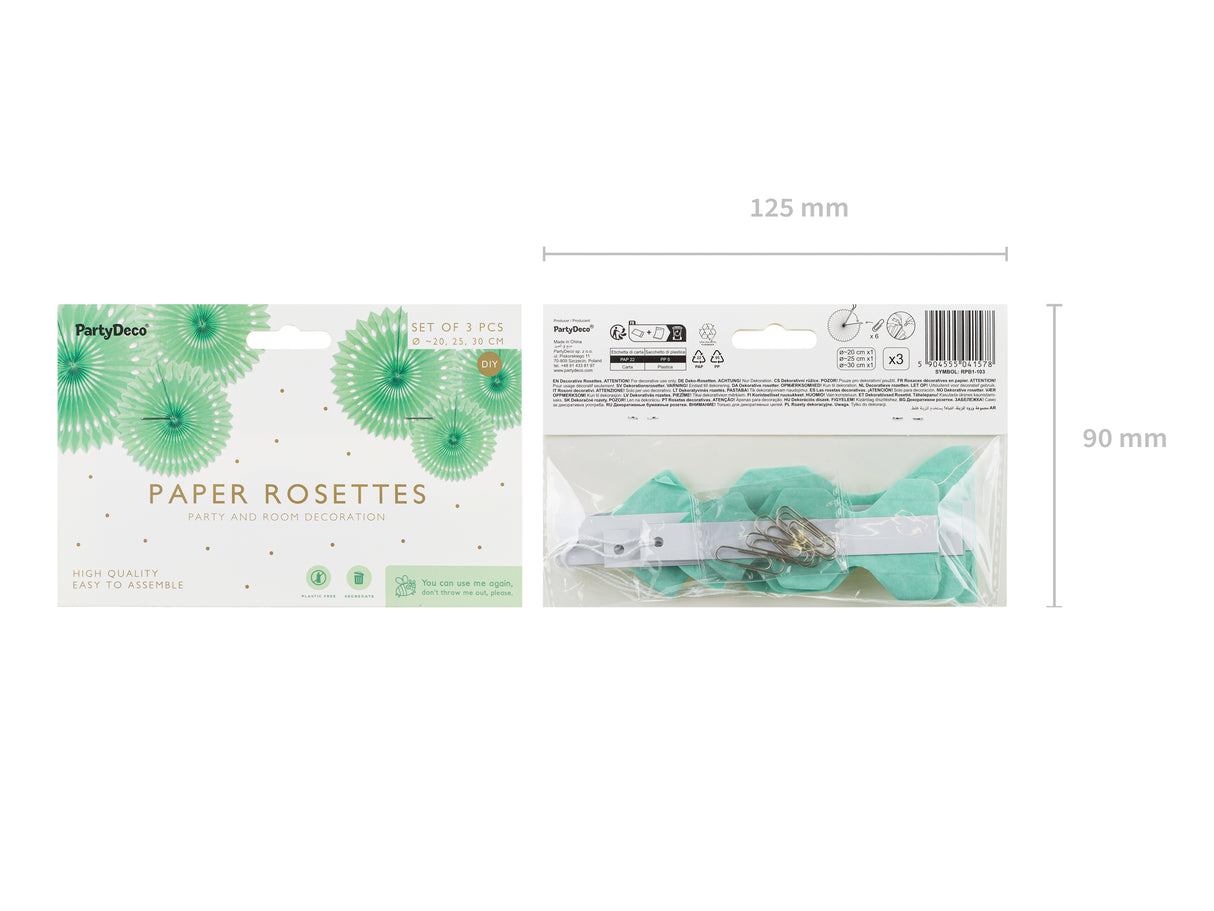 Paperiviuhkakoriste, mintun vihreä 20-30 cm, 3 kpl/pkt