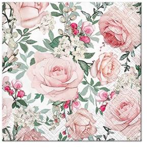 Pieni lautasliina ruusut 25 x 25 cm 20 kpl/pkt