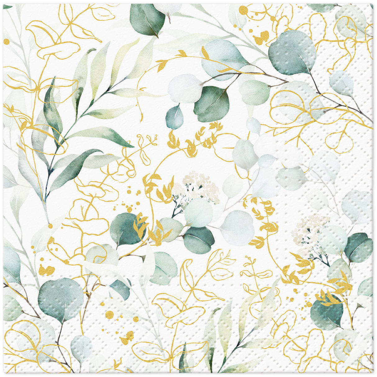 Pieni lautasliina 25 x 25 cm kultainen eukalyptus 20 kpl/pkt