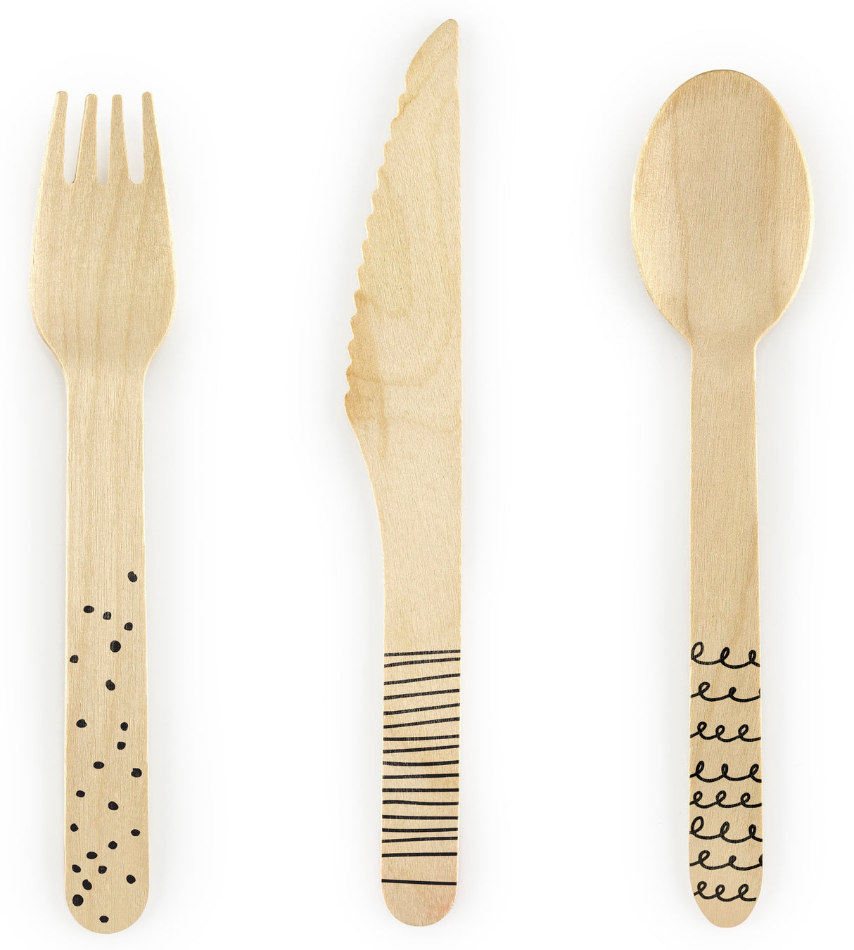 Puiset aterimet mustat kuviot 3x6 kpl /pkt