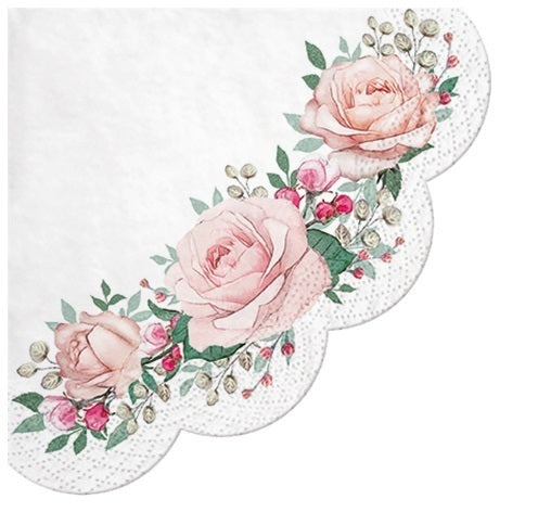 Pyöreäkulmalautasliina 32 cm ruusut 12 kpl/pkt