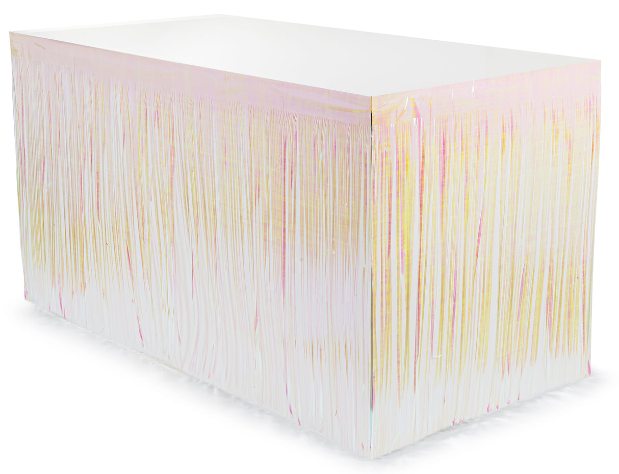 Juhlava pöydän reunus 300 x 80 cm sateenkaaren väreissä kimaltava