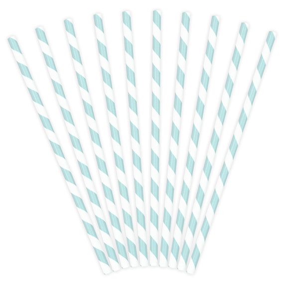 Pahvijuomapilli vaaleansiniset raidat 10 kpl/pkt