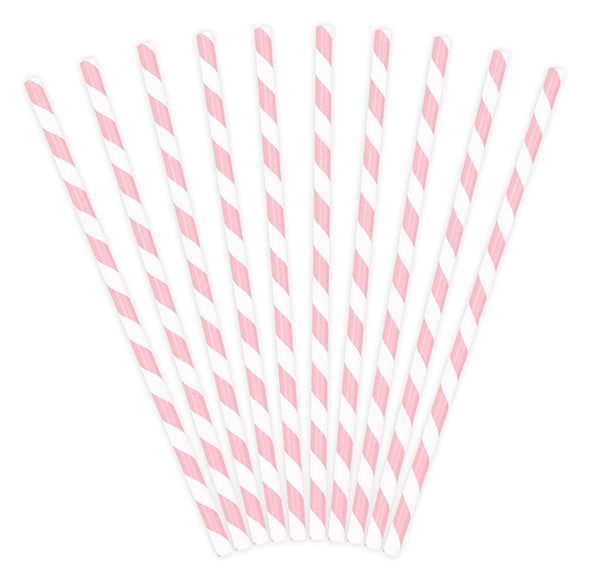 Pahvijuomapilli vaaleanpunaiset raidat 10 kpl/pkt