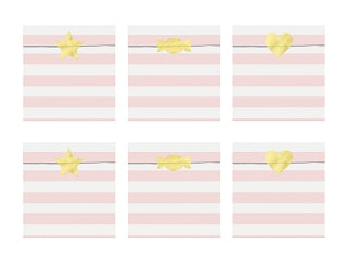 Pastelli lahjapussi vaaleanpunaiset raidat 6 kpl/pkt