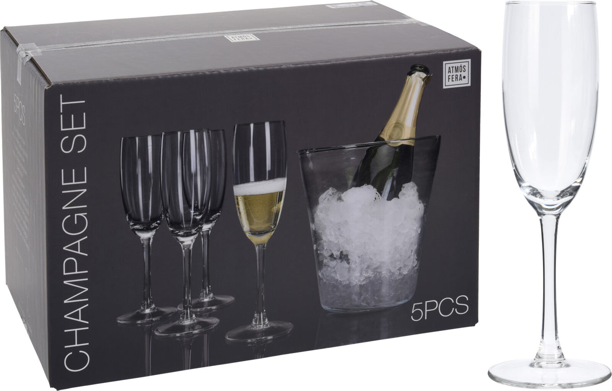 Shampanjalasit 4 kpl ja juomacooleri