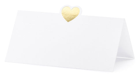 Paikkakortti kullanvärinen sydän 10 kpl/pkt