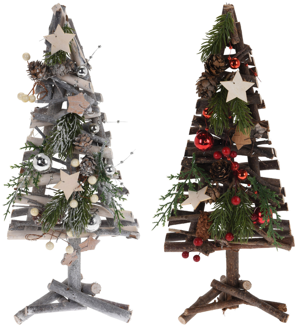 Joulukuusi puinen koristeilla 40 cm, lajitelma