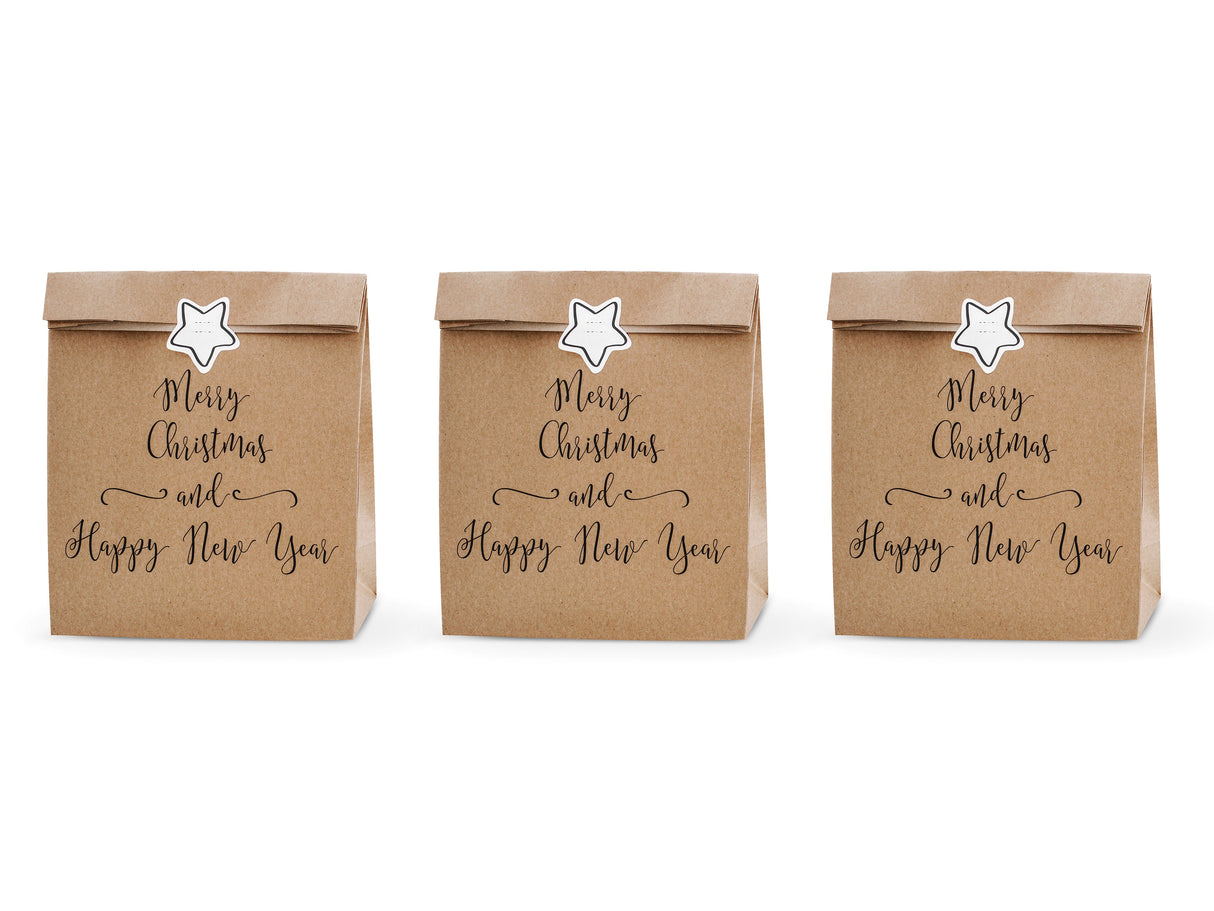 Lahjapussi Merry Christmas and Happy New Year 3 kpl/pkt