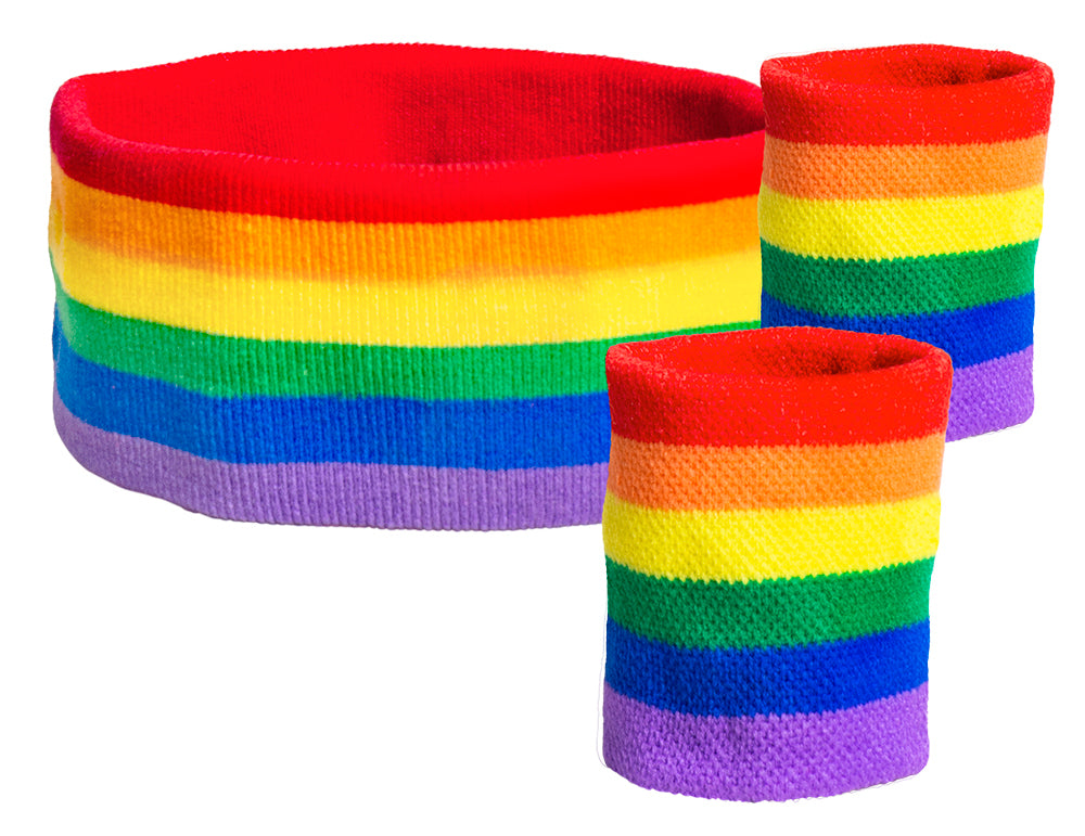 Hikinauhat sateenkaari ranteisiin ja otsalle