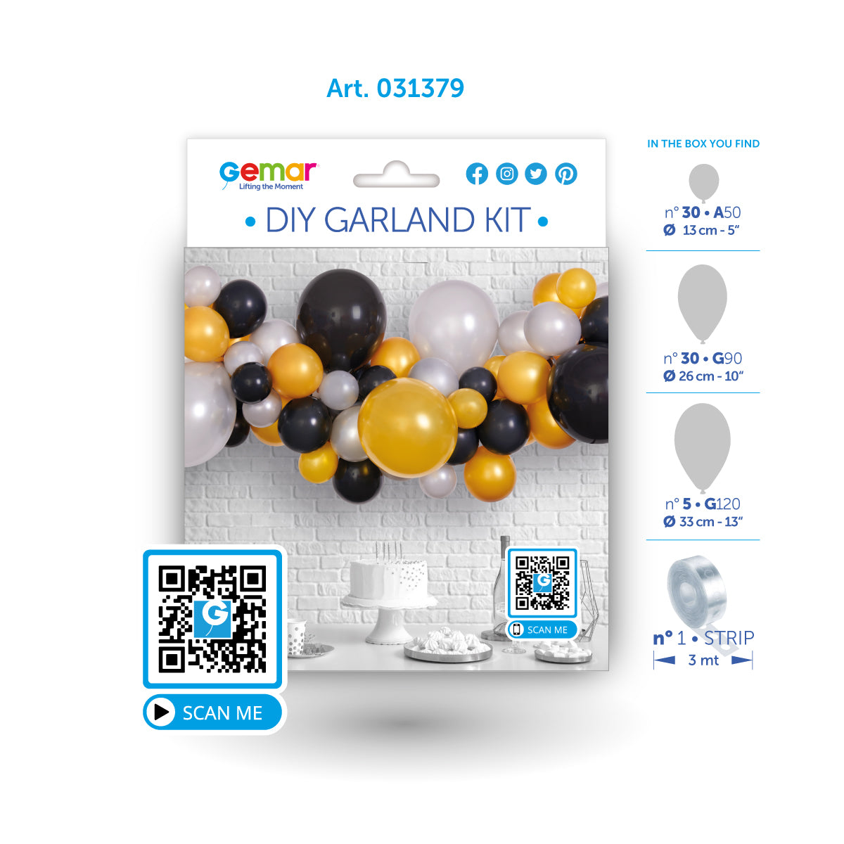 DIY Ilmapallokaari kulta musta hopea