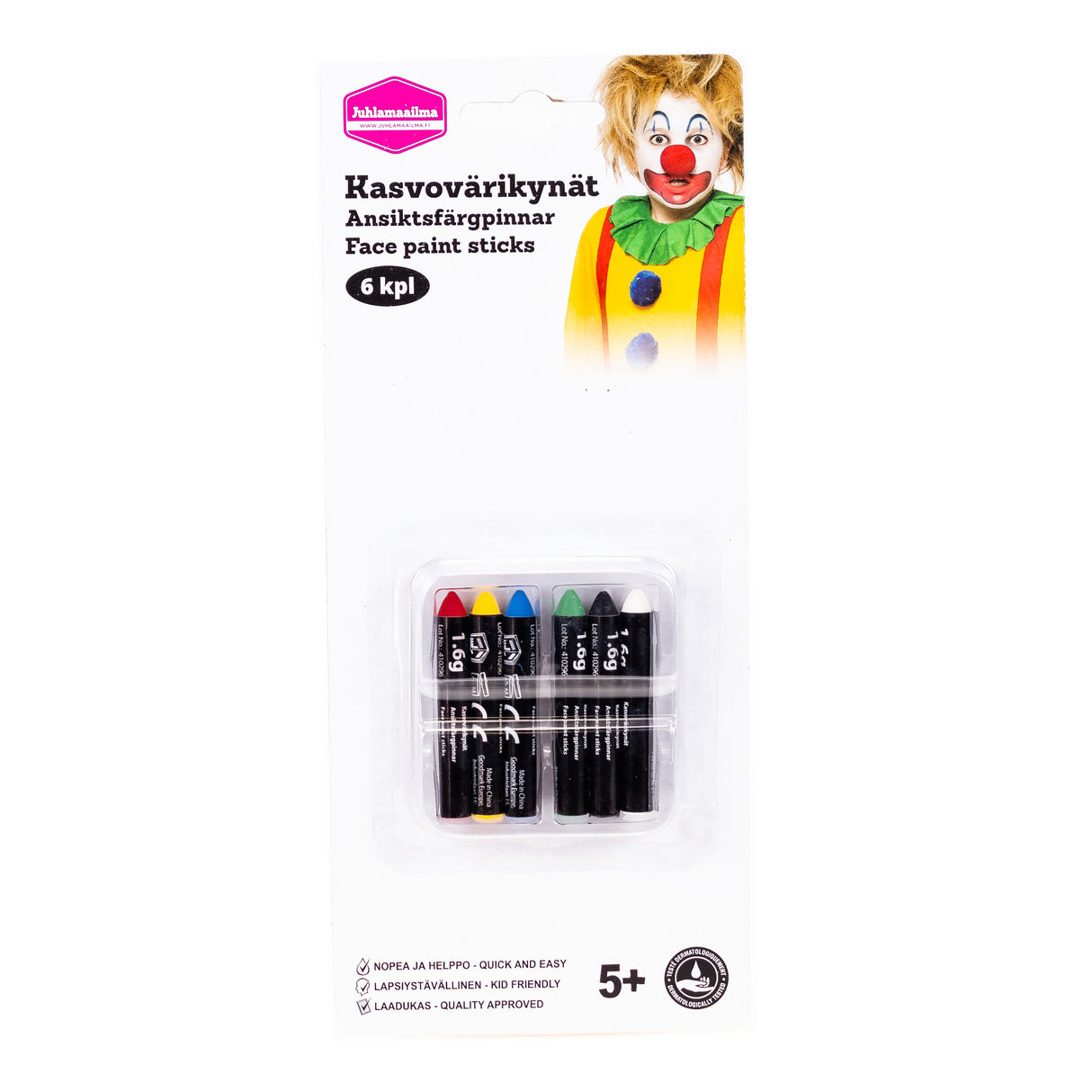 Kasvovärikynä öljypohjainen 6 kpl/pkt