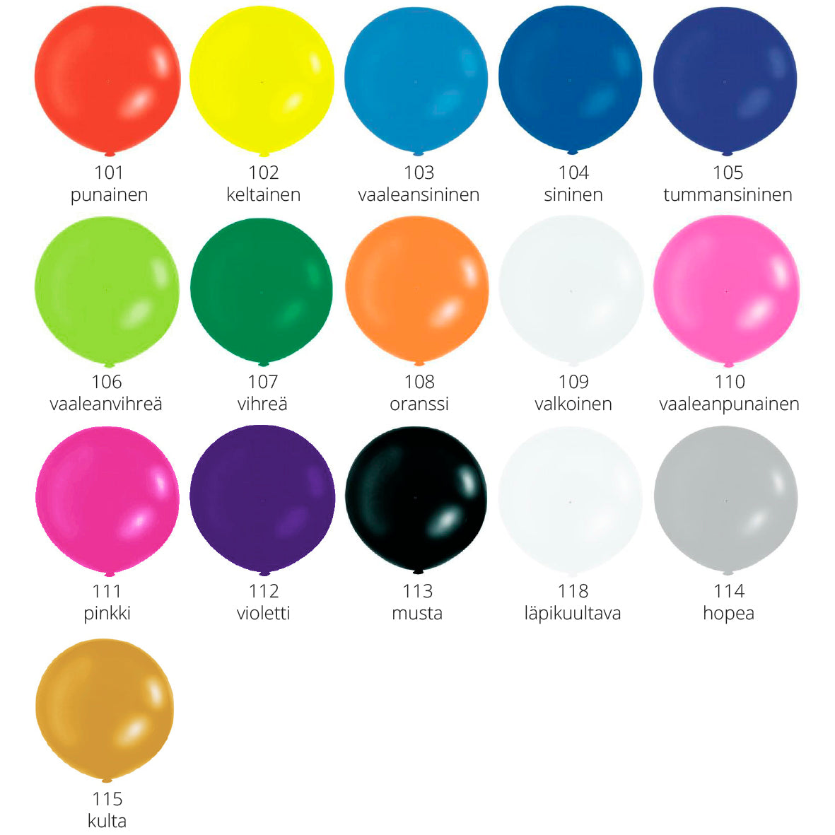 5 kpl 80 cm jättipalloa heliumkaasulla, 1-väripainatus