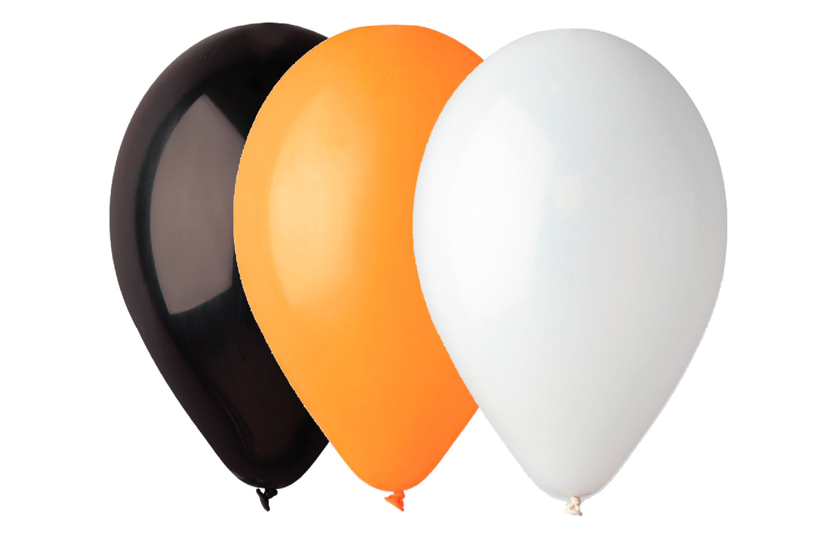 Ilmapallo 30 cm oranssi-musta-valkoinen 25 kpl/pss