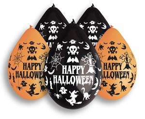Ilmapallo Happy Halloween 30 cm oranssi ja musta 5 kpl/pss