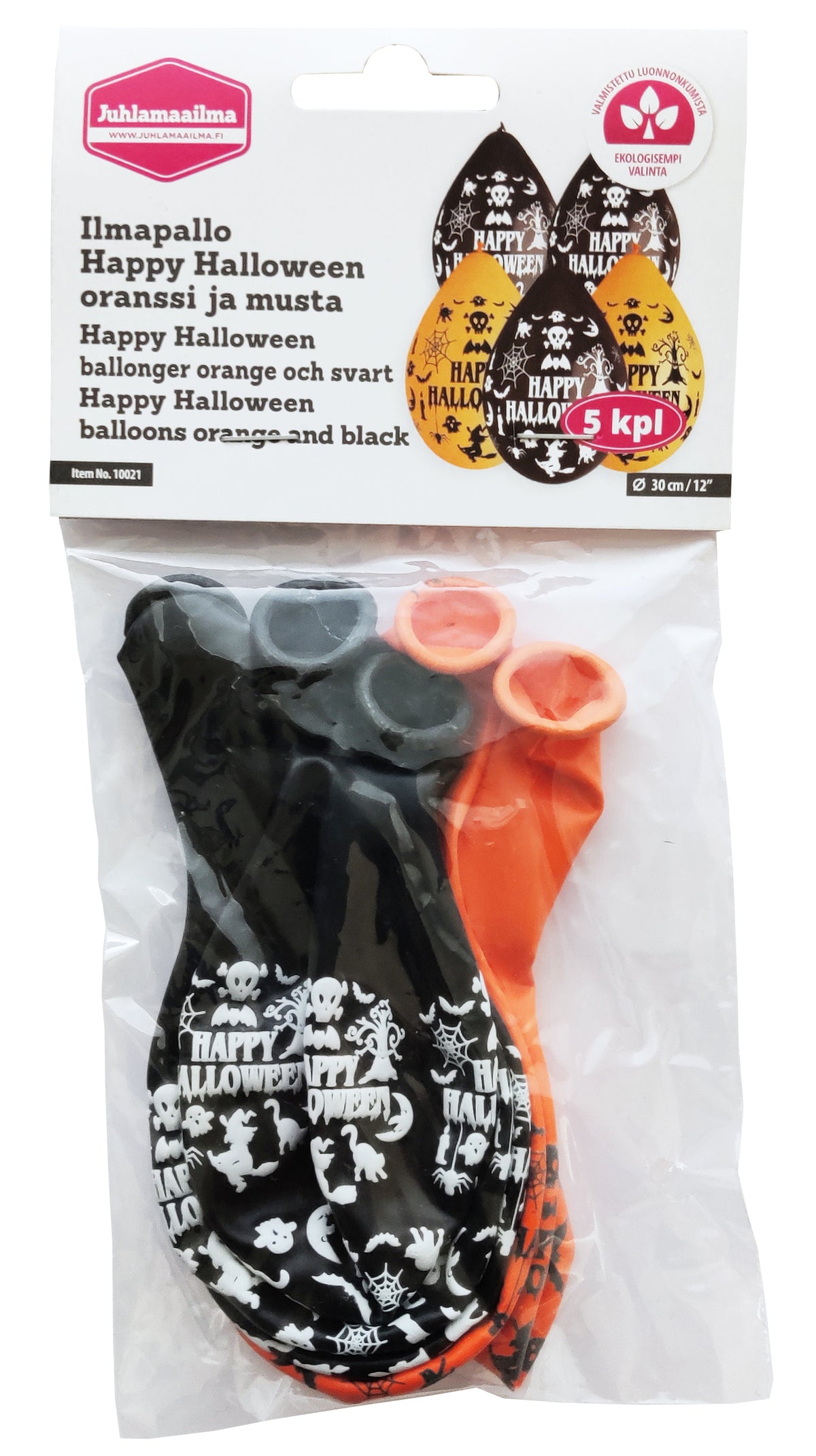 Ilmapallo Happy Halloween 30 cm oranssi ja musta 5 kpl/pss