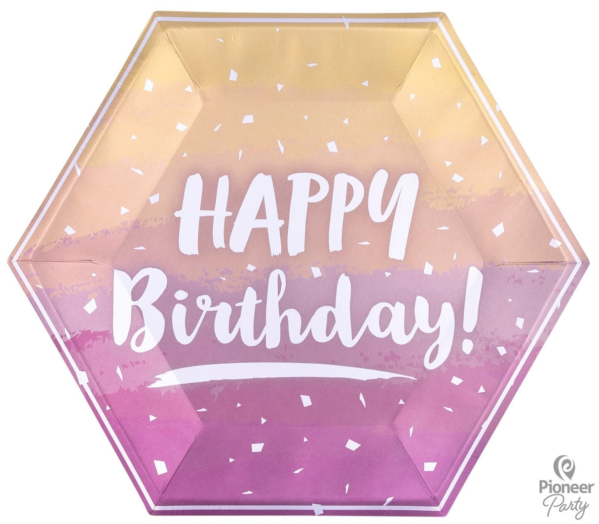 Happy Birthday suuri pahvilautanen 23 cm ruusukullan sävyt 8 kpl/pkt