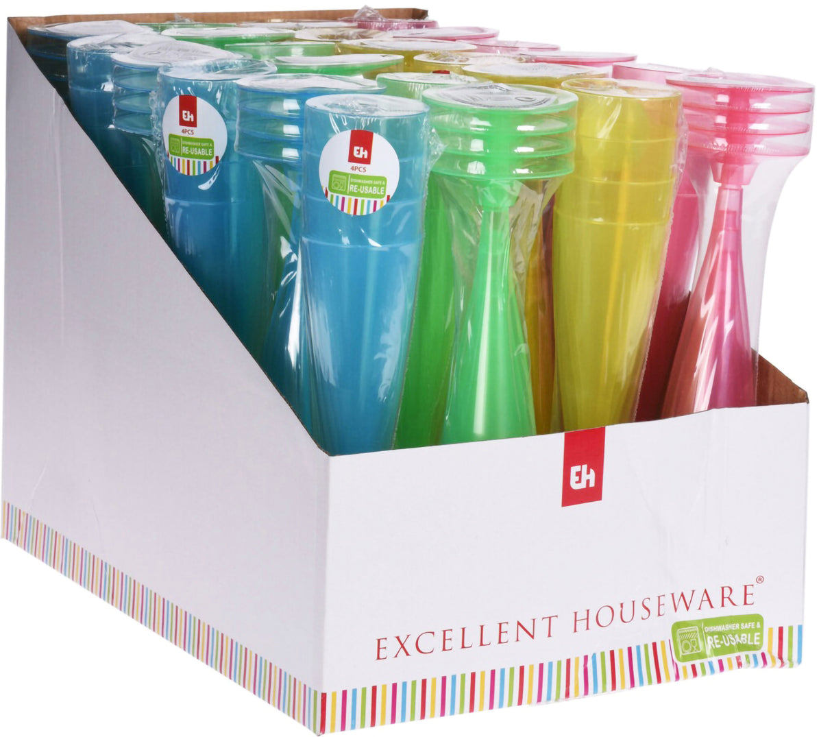 Shampanjalasi värikäs konepestävä 150 ml 4 kpl/pkt, lajitelmatuote 4 erilaista