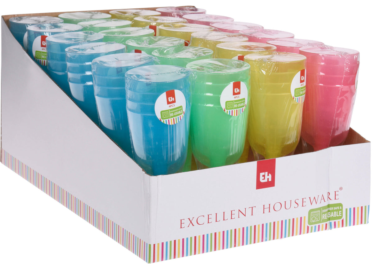 Viinilasi kirkkaat värit konepestävä 4 kpl/pkt, lajitelmatuote 4 eri värivaihtoehtoa