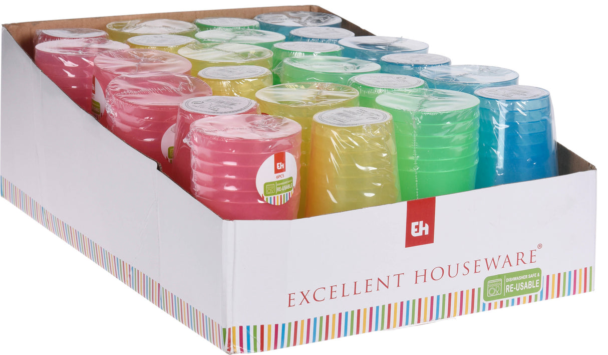 Juomalasi kirkkaat värit 6 kpl/pkt, lajitelmatuote 4 eri värivaihtoehtoa