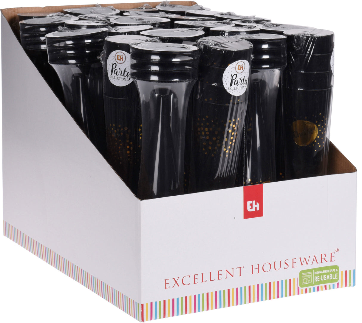 Party shampanjalasi konepestävä musta 4 kpl/pkt (lajitelmatuote 2 erilaista)