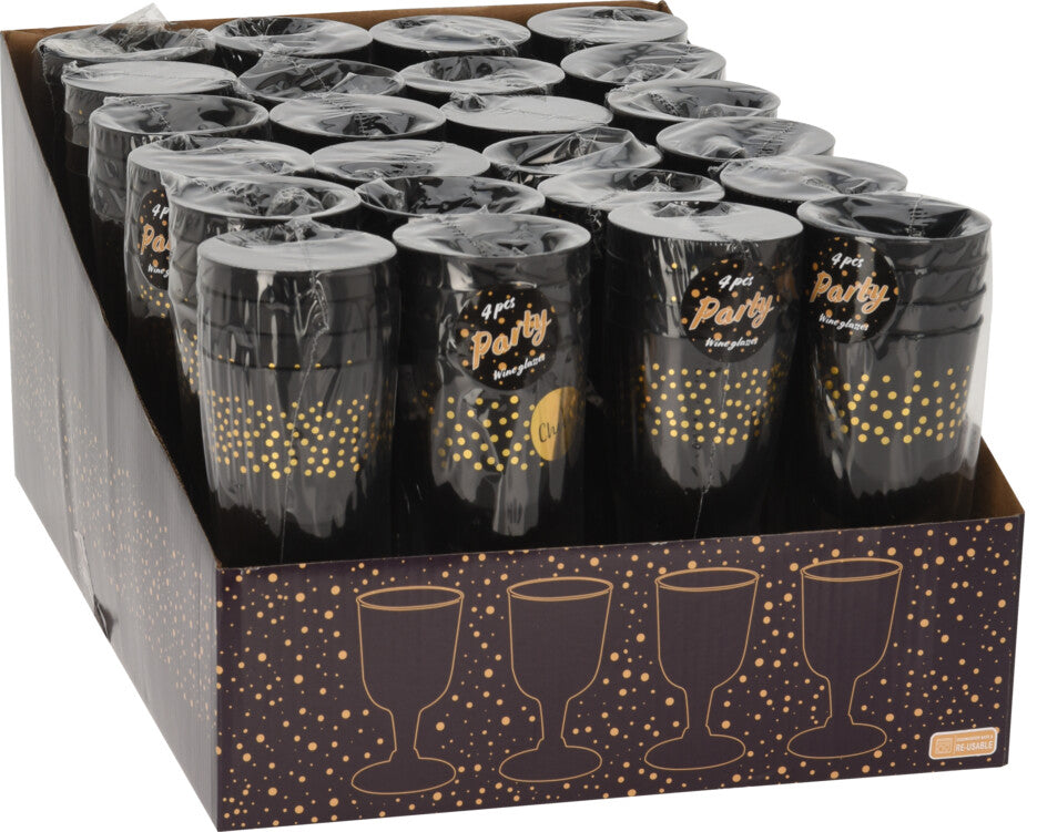 Viinilasi musta kulta konepestävä 170 ml 4 kpl/pkt, lajitelmatuote 2 erilaista