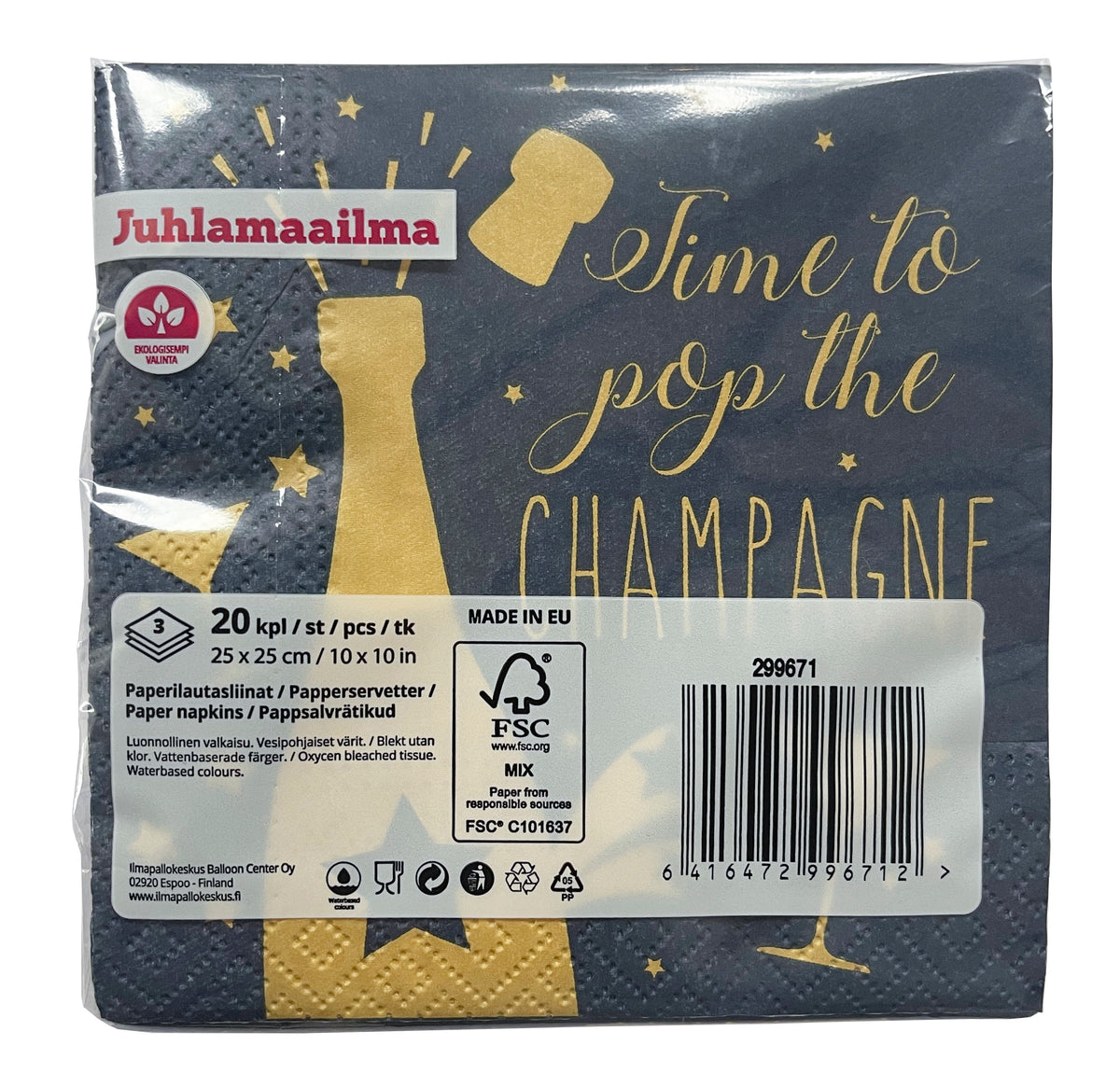 Shampanja pieni lautasliina sininen 25 x 25 cm 20 kpl/pkt
