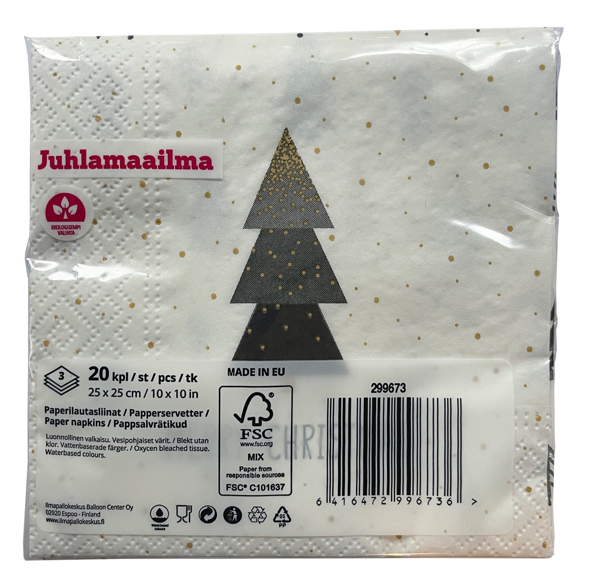 Christmas joulukuuset lautasliina 25 x 25 cm 20 kpl/pkt