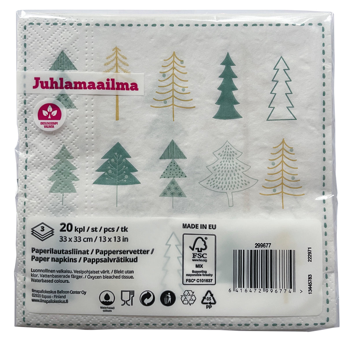Joulukuuset lautasliina 33 x 33 cm 20 kpl/pkt